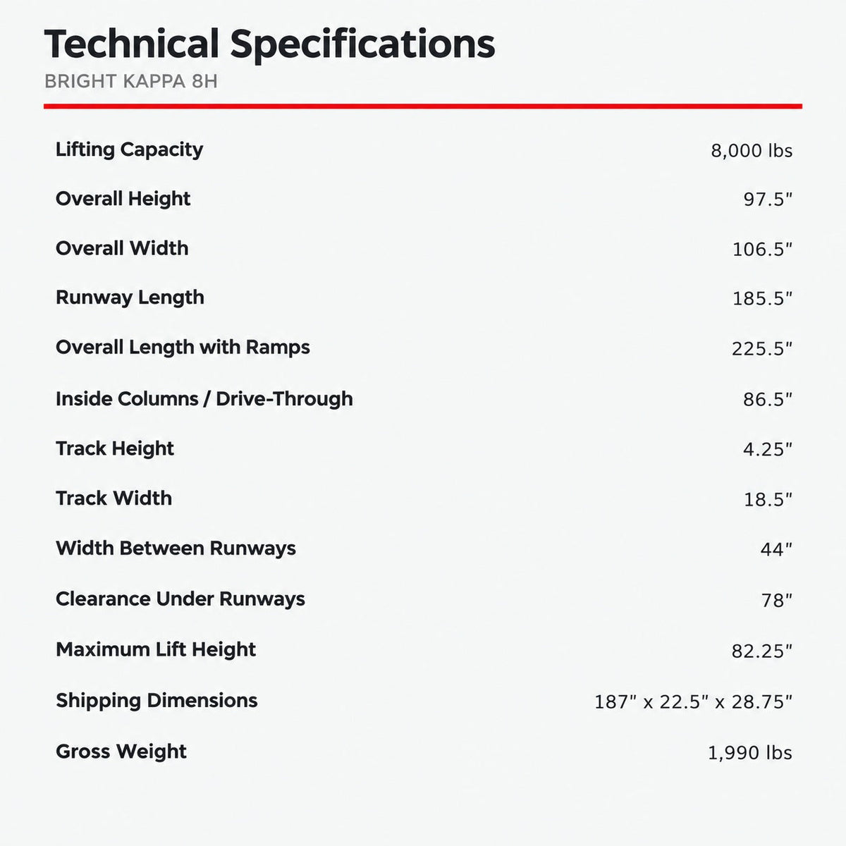 Bright Kappa 8H specifications