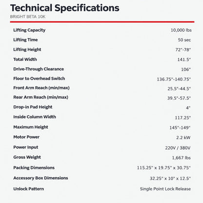 Bright Beta 10K specifications