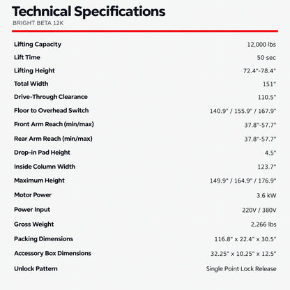 Bright Beta 12K specifications